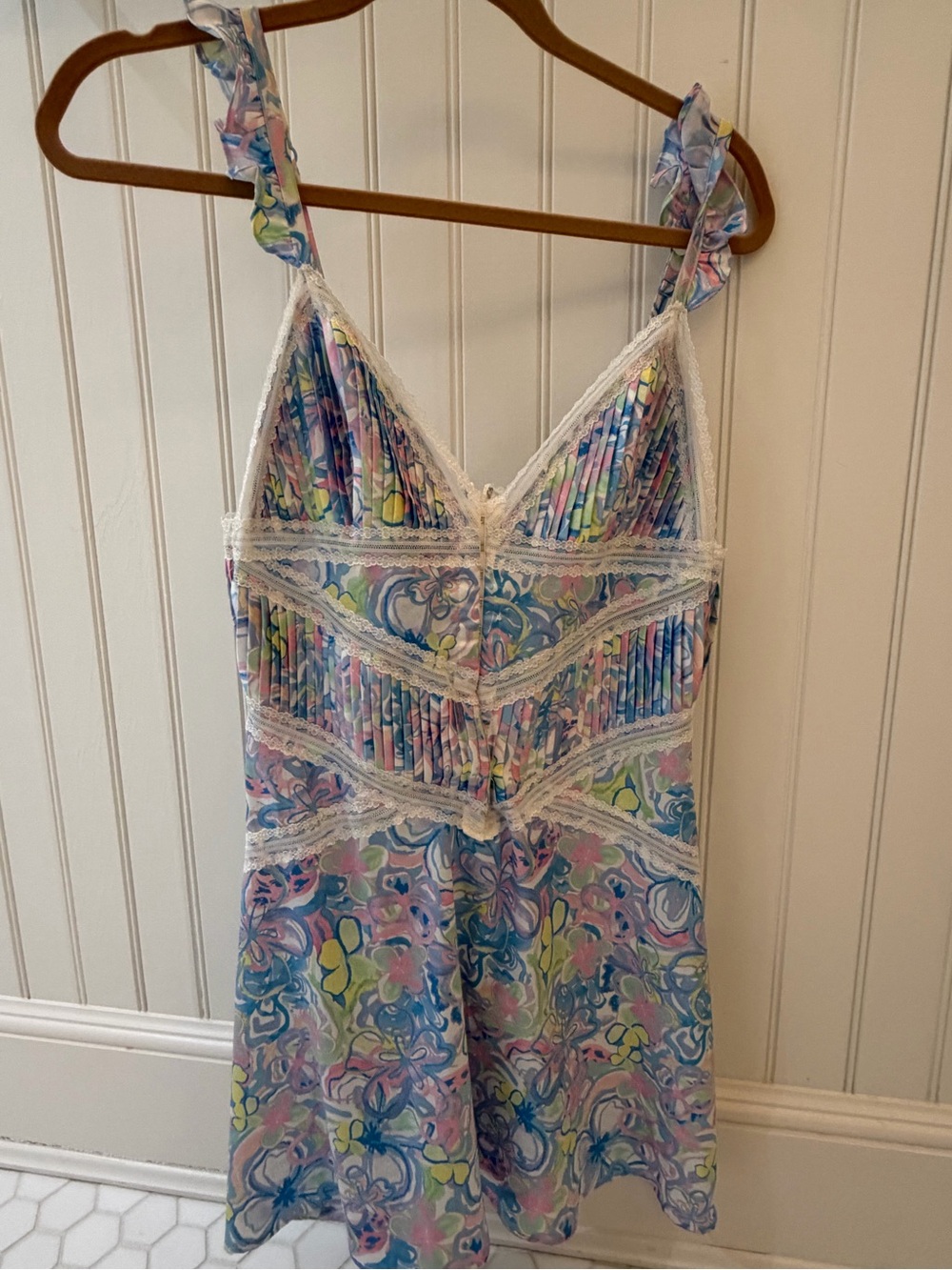 FOR LOVE AND LEMONS VS Floral Lace-Trim Slip Dress in Pastel Multicolor